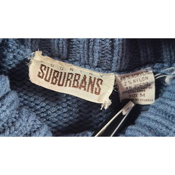VTG Country Suburbans Women's Med Southwestern Design Knit Sweater High Neck - Picture 7 of 7